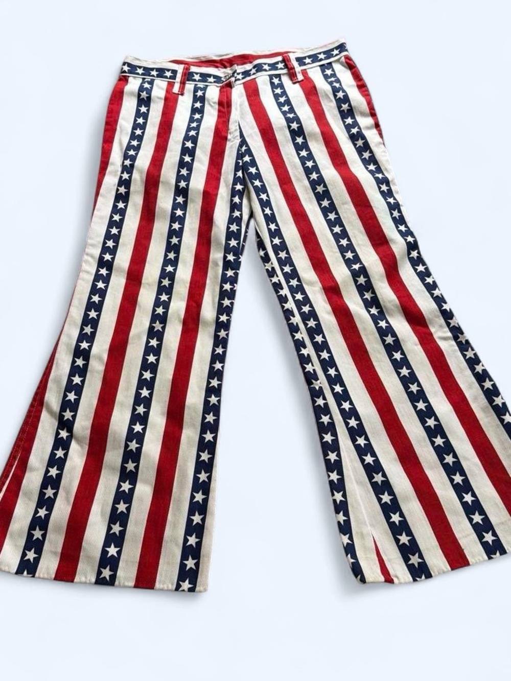 Vintage 1970’s Red, White & Blue Star-Stripe Flare Bellbottom Pants